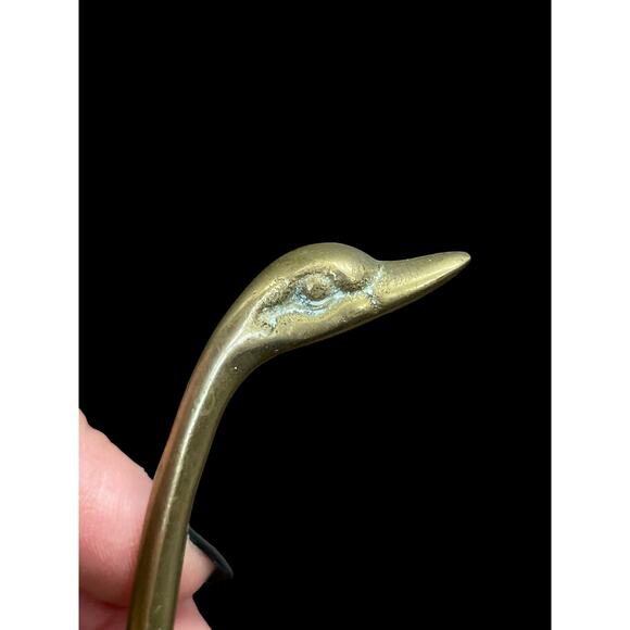 Brass Swan Ring Holder Figure Vintage Korea Long Neck Goose Needs Cleaning READ - Picture 11 of 13